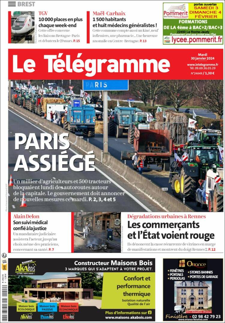 Portada de Télégramme (Francia)