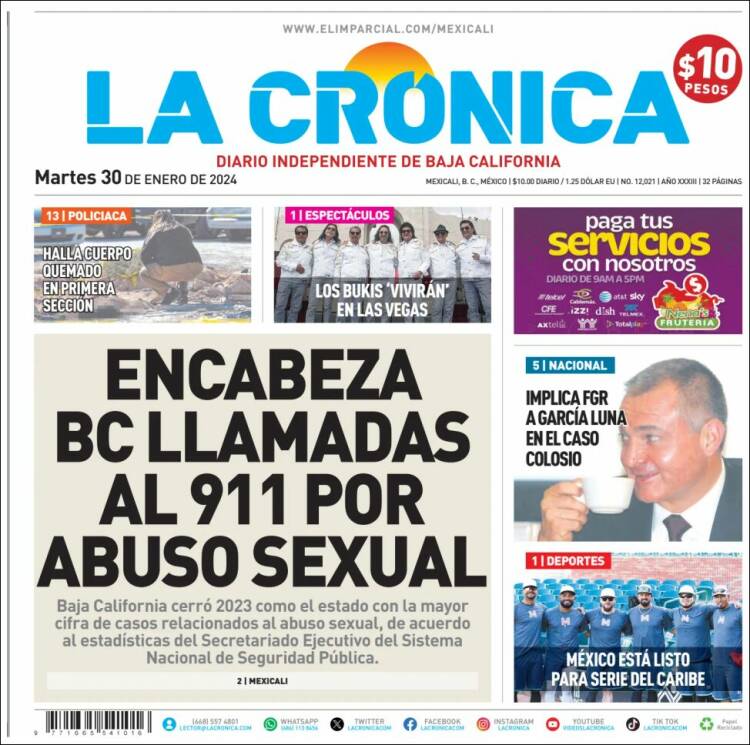 Portada de La Crónica de Baja California (México)