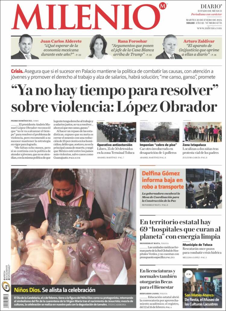 Portada de Milenio - Estado de México (México)