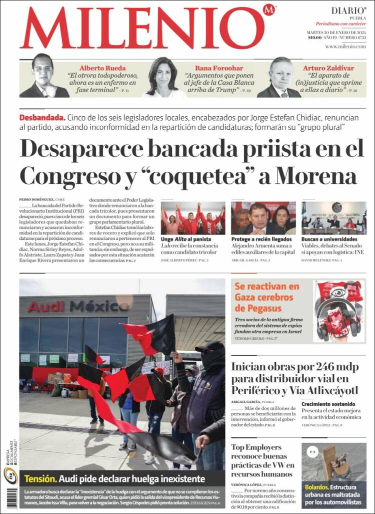 Portada de Milenio de Puebla (México)