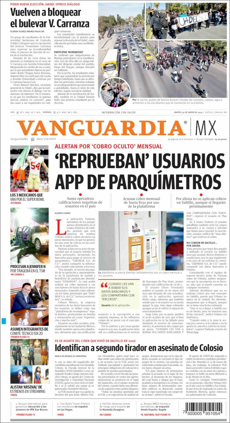 Portada de Vanguardia (México)