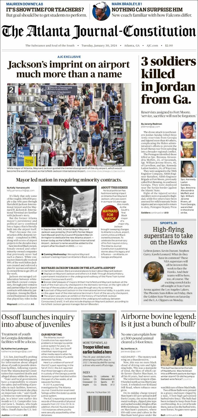 Portada de The Atlanta Journal-Constitution (USA)