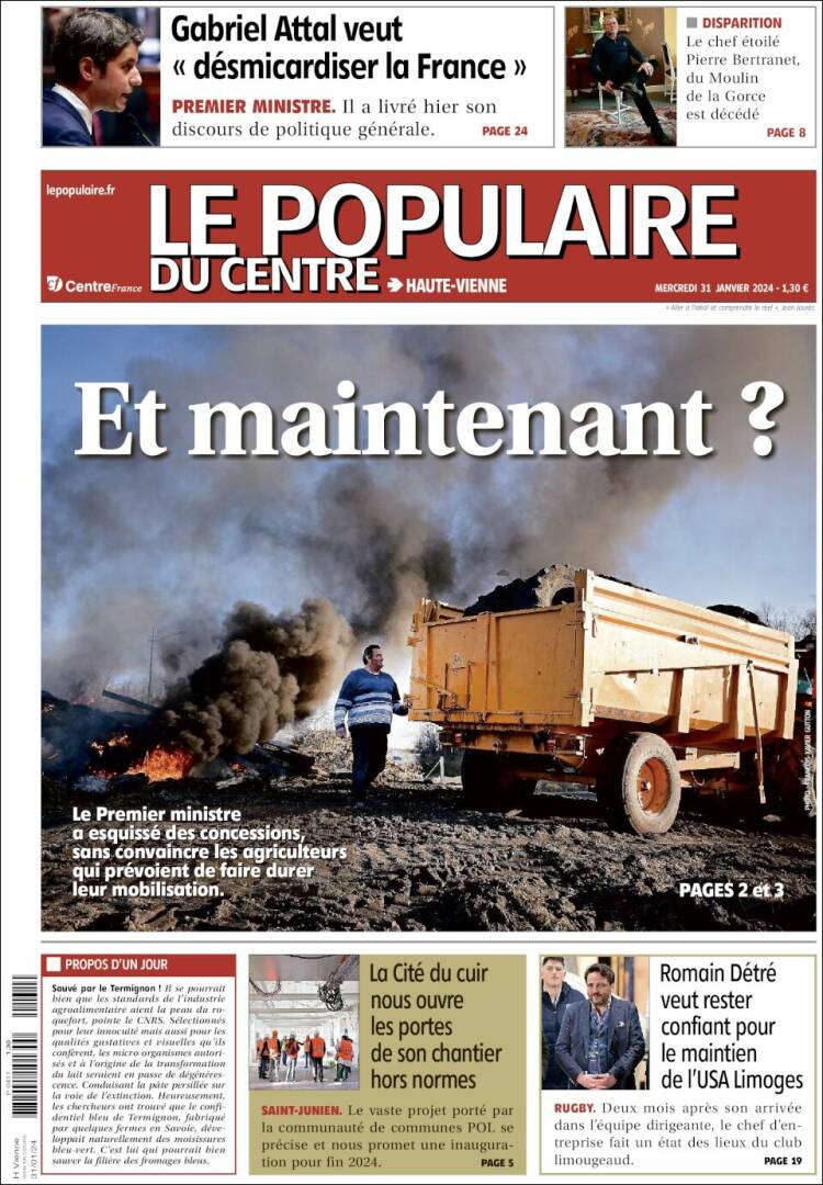 Portada de Le Populaire du Centre (Francia)