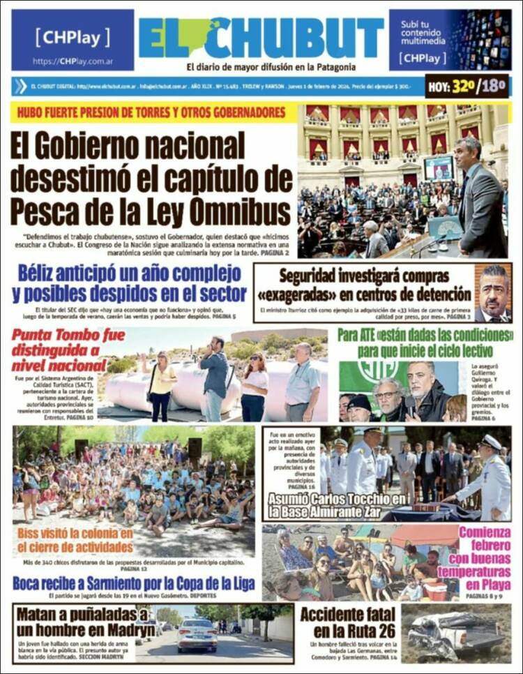 Portada de El Chubut (Argentina)
