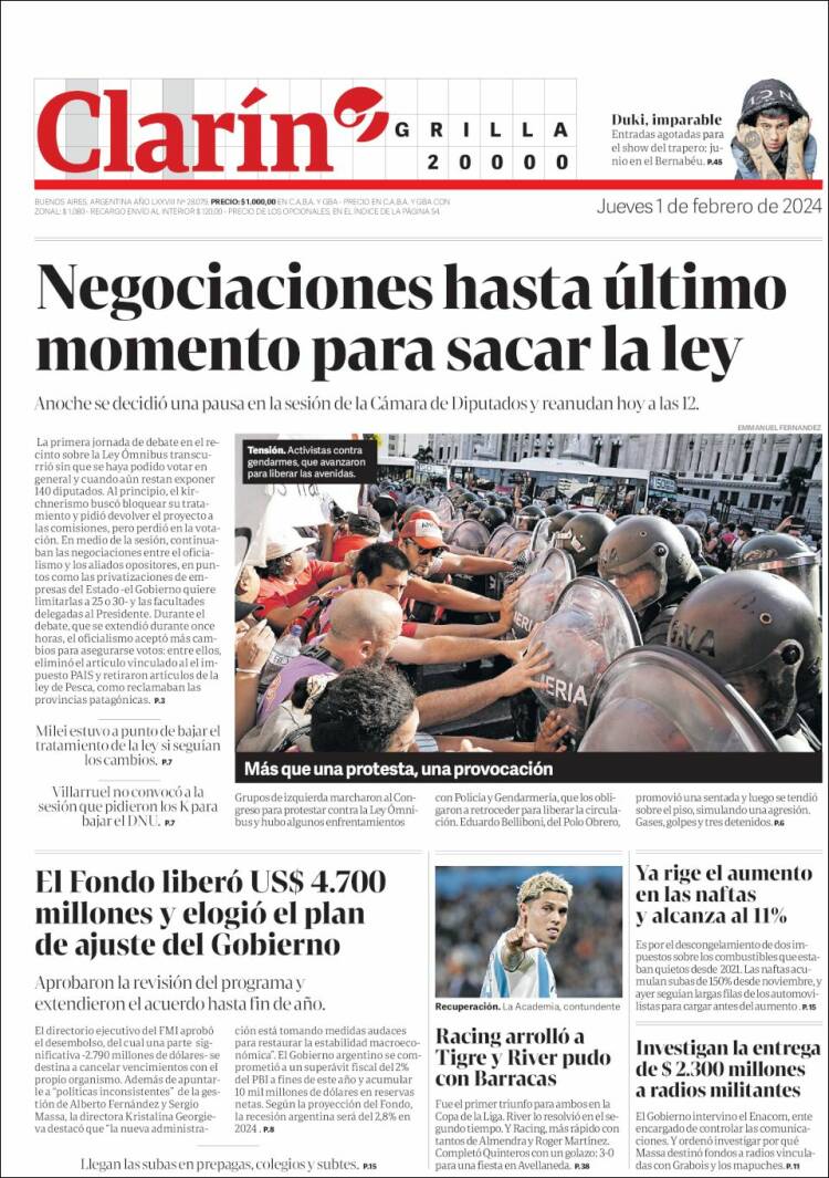 Portada de Clarín (Argentina)