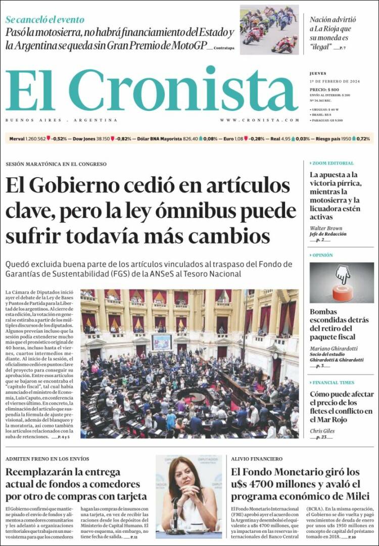 Portada de El Cronista Comercial (Argentina)
