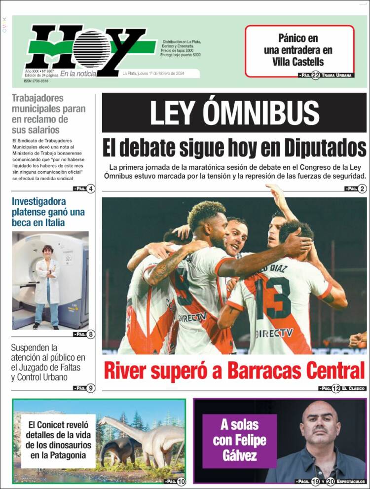 Portada de Diario Hoy (Argentina)