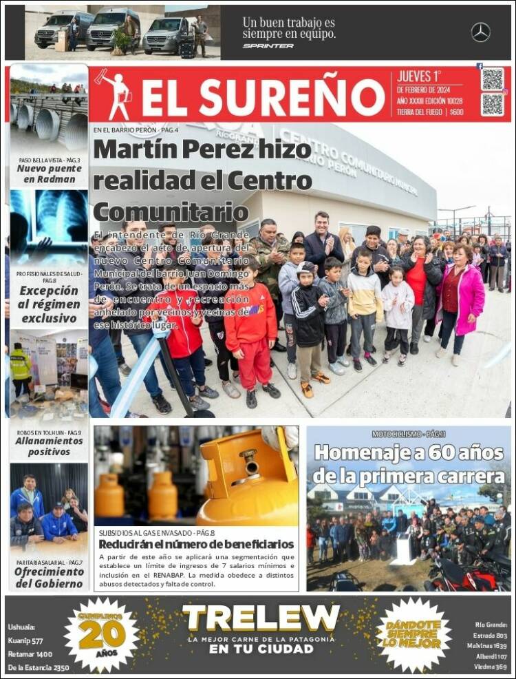 Portada de Diario El Sureño (Argentina)
