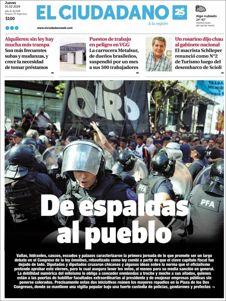 Portada de Diario El Ciudadano (Argentina)