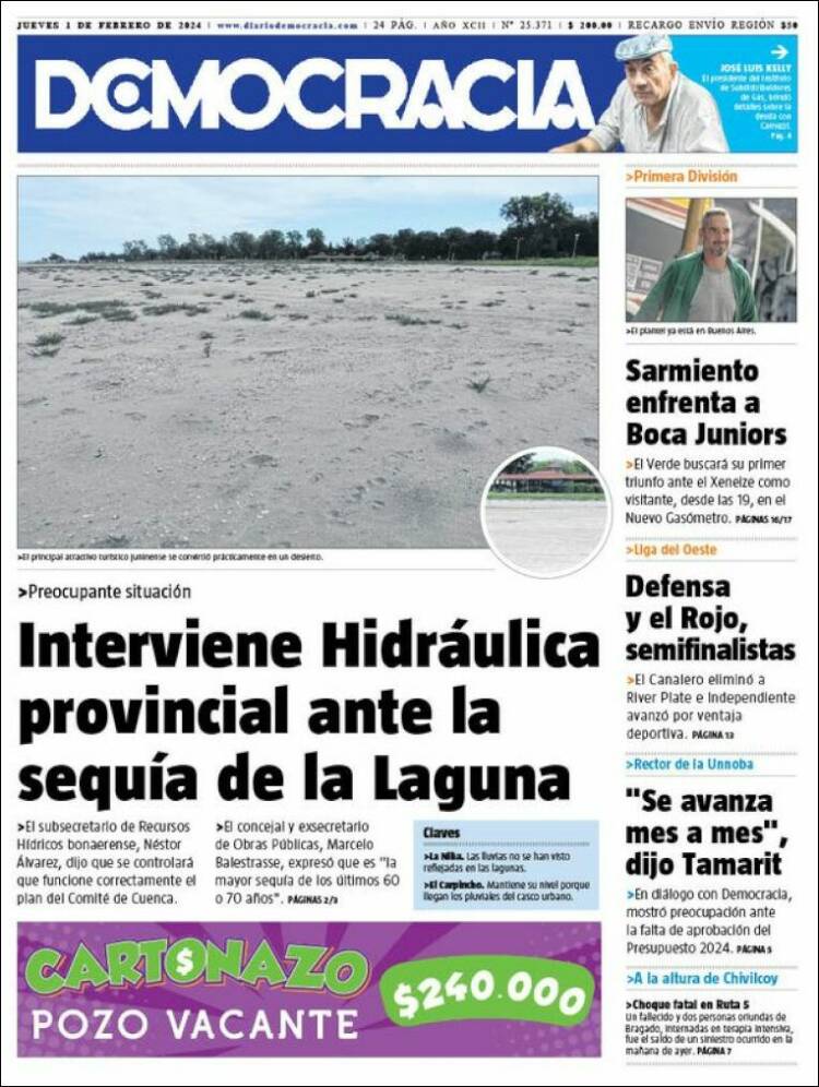 Portada de Diario Democracia (Argentina)