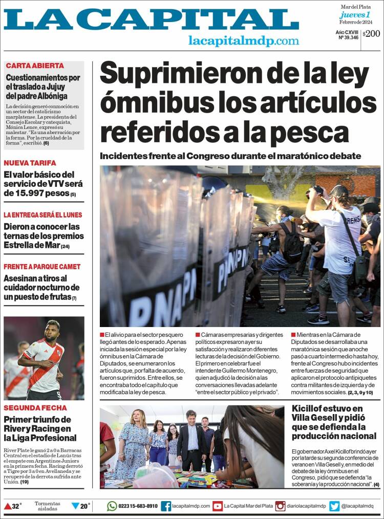 Portada de Diario La Capital - Mar del Plata (Argentina)