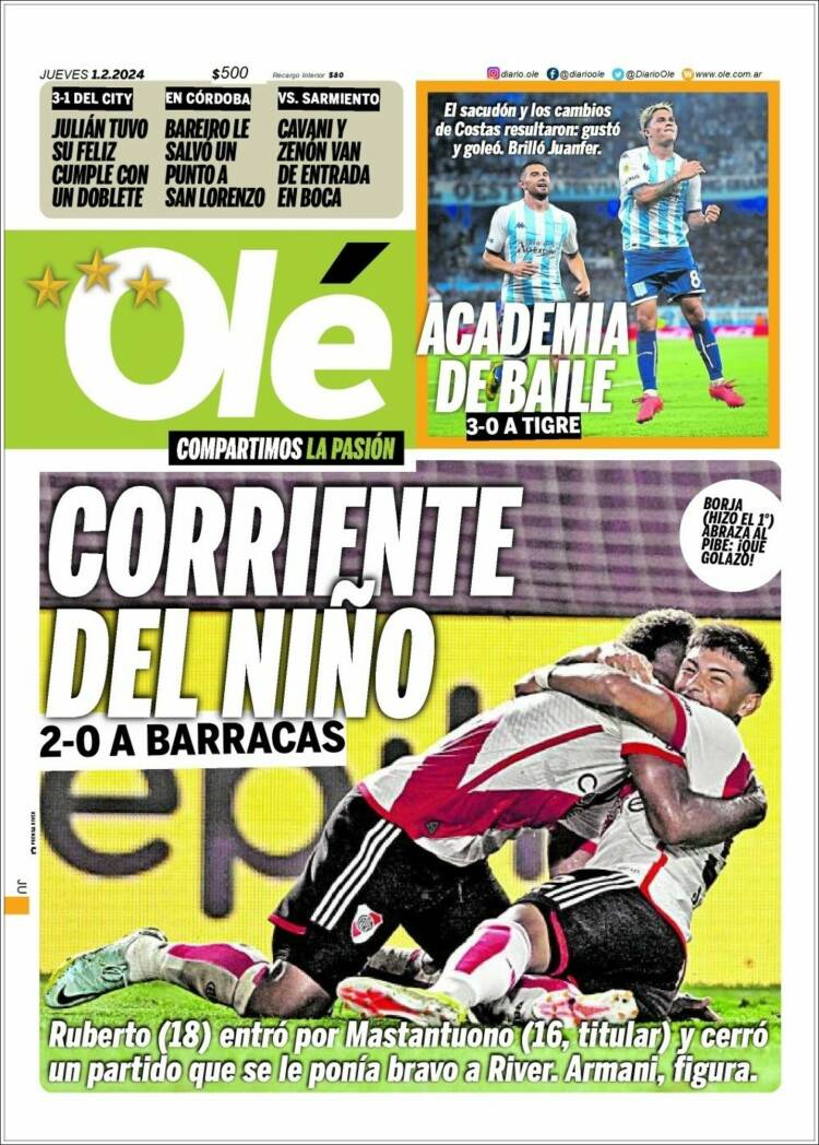 Portada de Olé (Argentina)