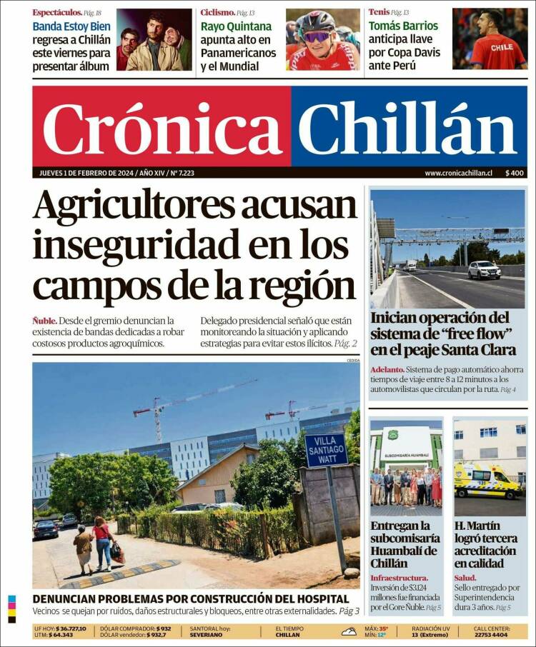 Portada de Crónica Chillán (Chile)