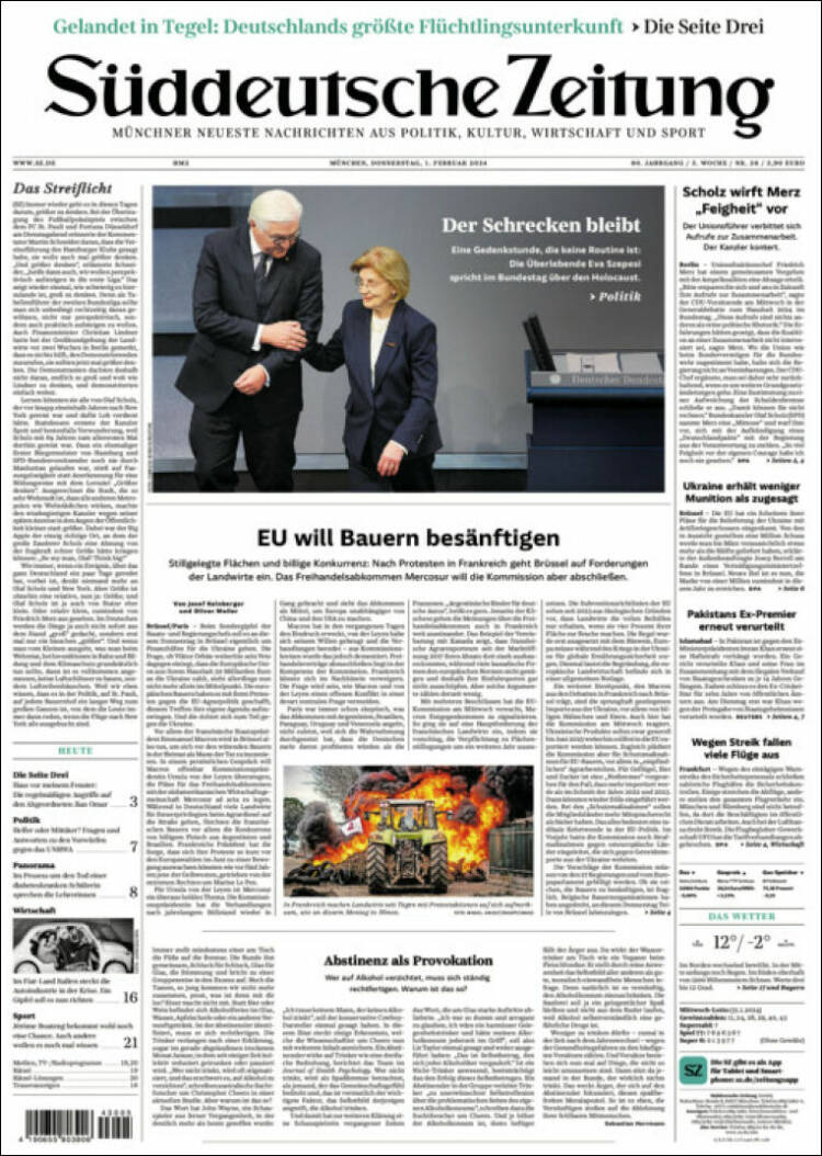 Portada de Sueddeutsche (Alemania)