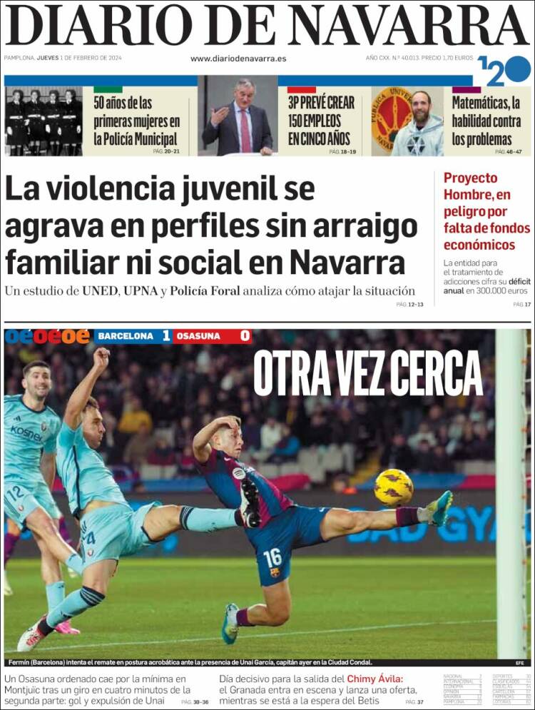 Portada de Diario de Navarra (España)