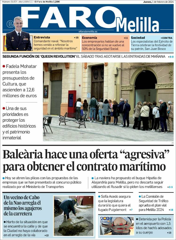 Portada de El Faro de Melilla (España)