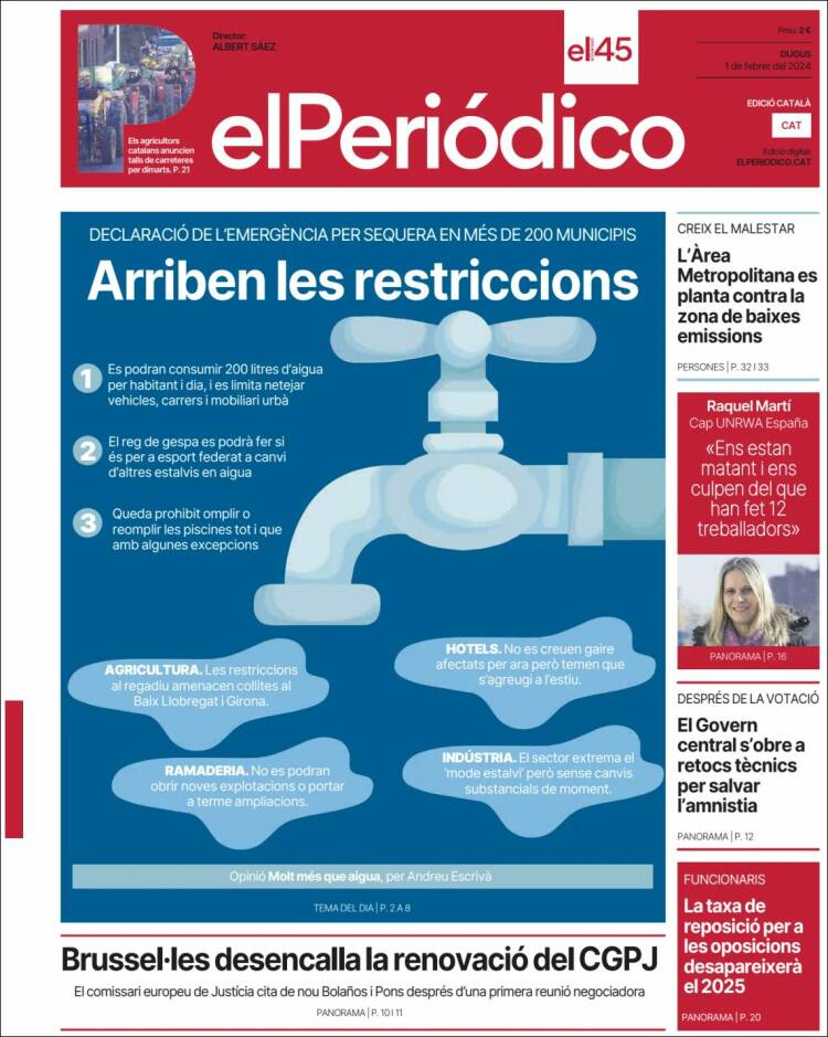 Portada de El Periódico de Catalunya (Espa&ntilde;a)