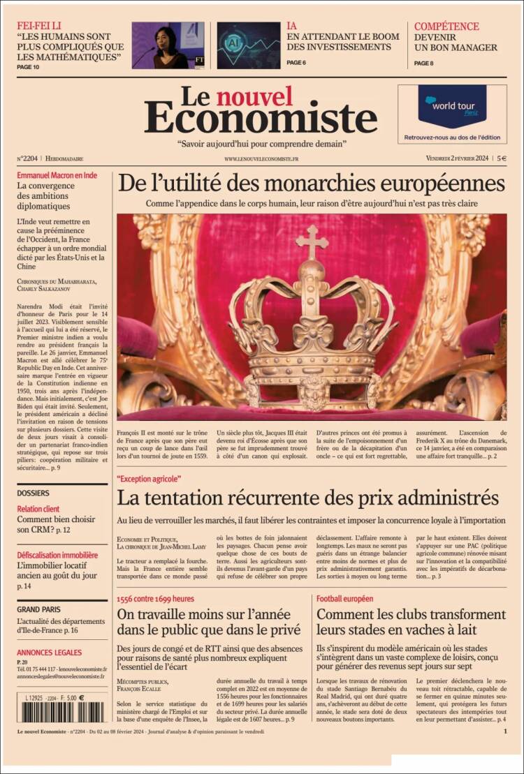 Portada de Le nouvel Economiste (Francia)