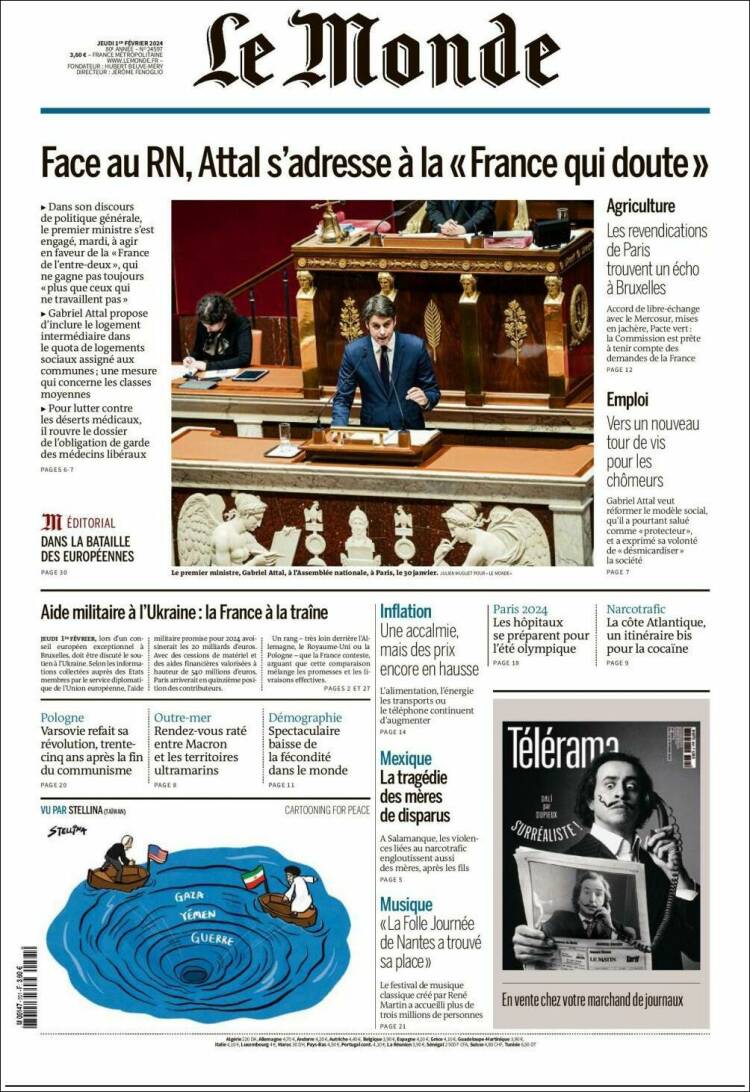 Portada de Le Monde (Francia)