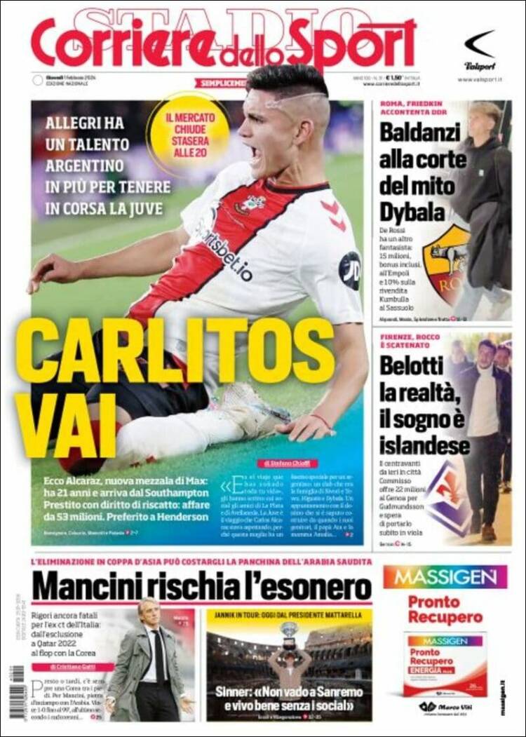 Portada de Corriere dello Sport (Italia)