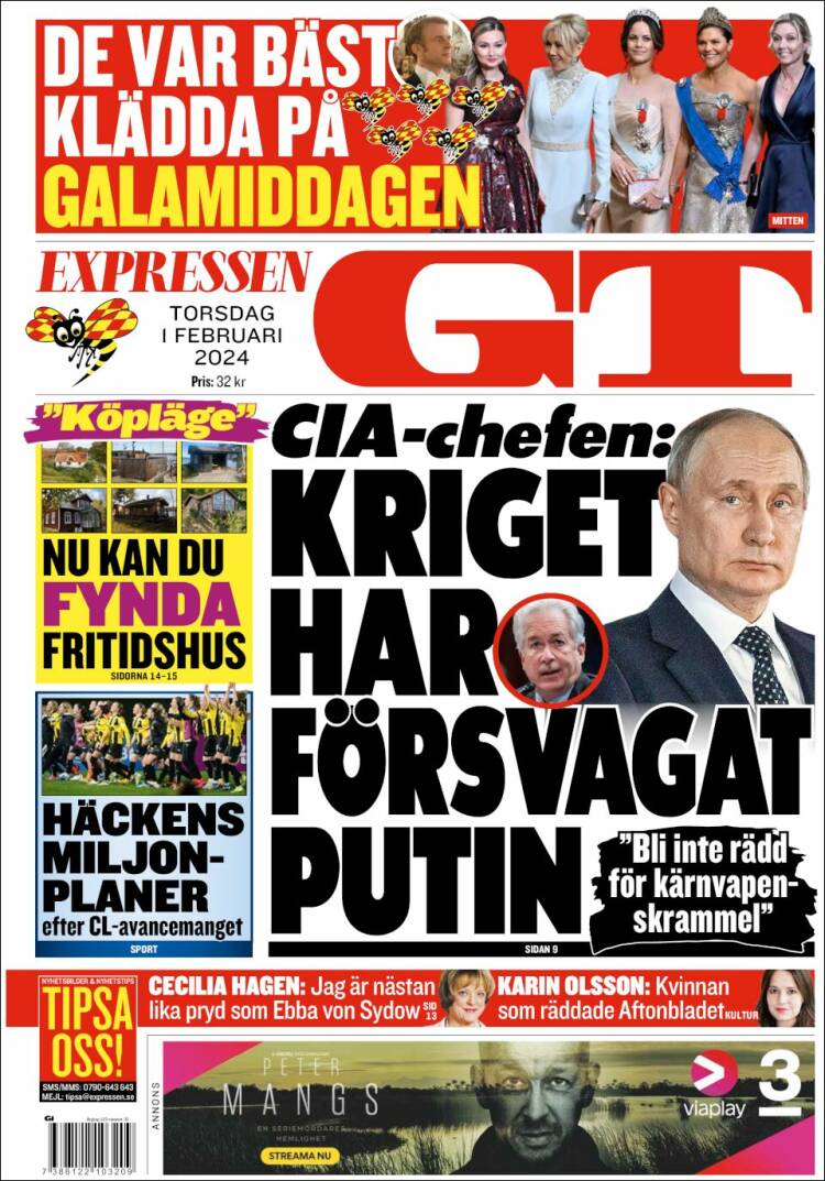 Portada de Göteborgstidningen (Suecia)