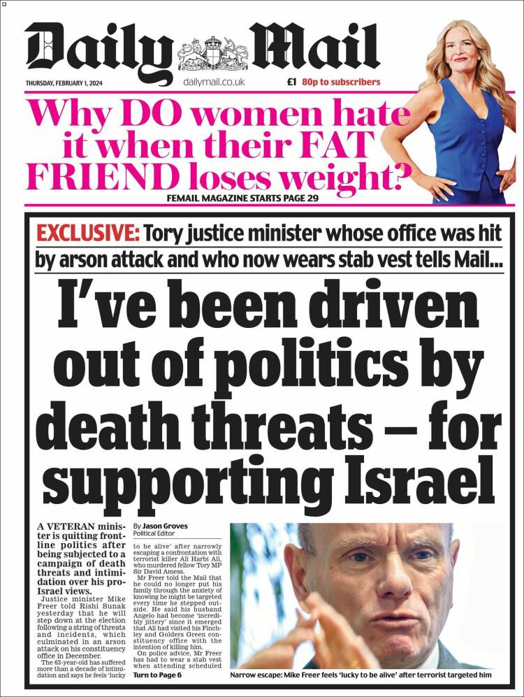Portada de Daily Mail (Reino Unido)