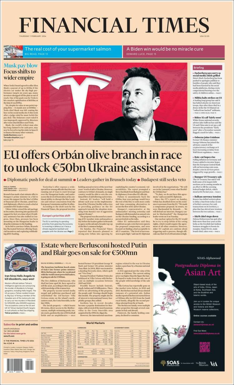 Portada de Financial Times (Reino Unido)