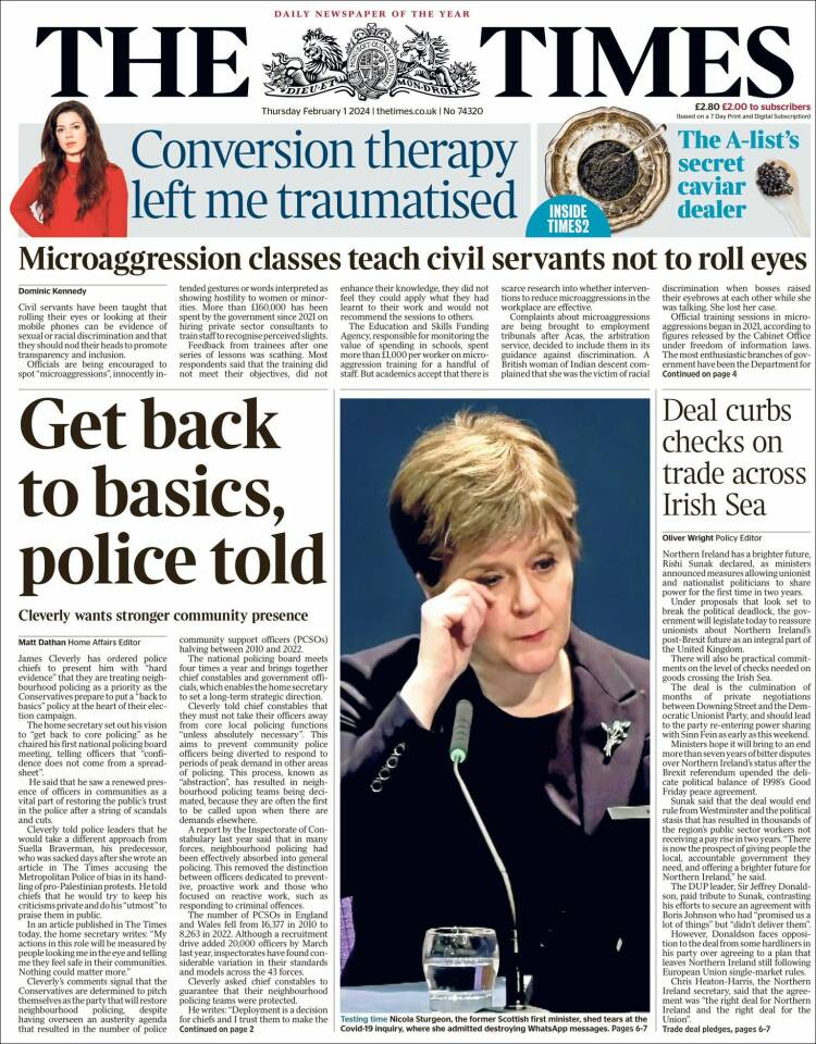 Portada de The Times (Reino Unido)