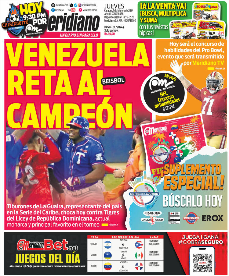 Portada de Meridiano (Venezuela)