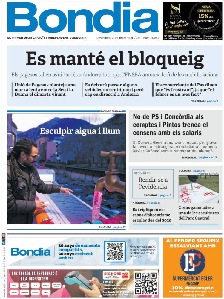 Portada de Diari Bondia (Andorra)