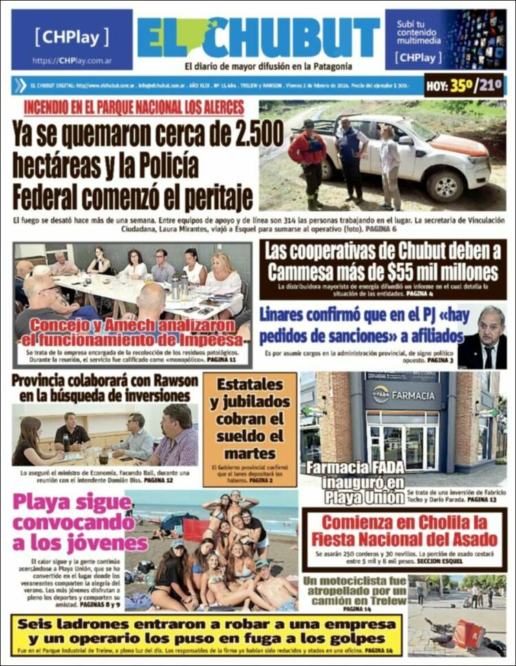 Portada de El Chubut (Argentina)