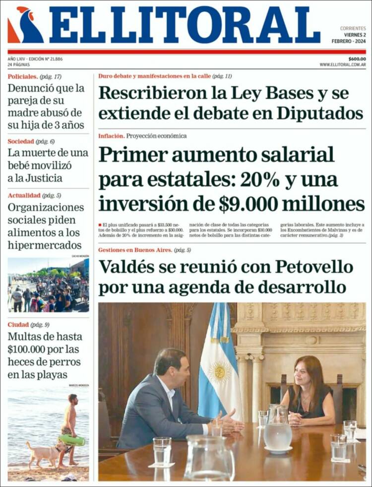 Portada de El Litoral Corrientes (Argentina)