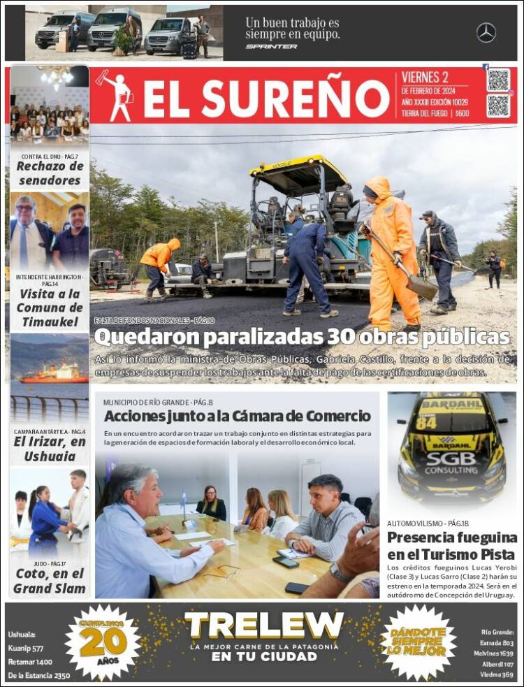 Portada de Diario El Sureño (Argentina)