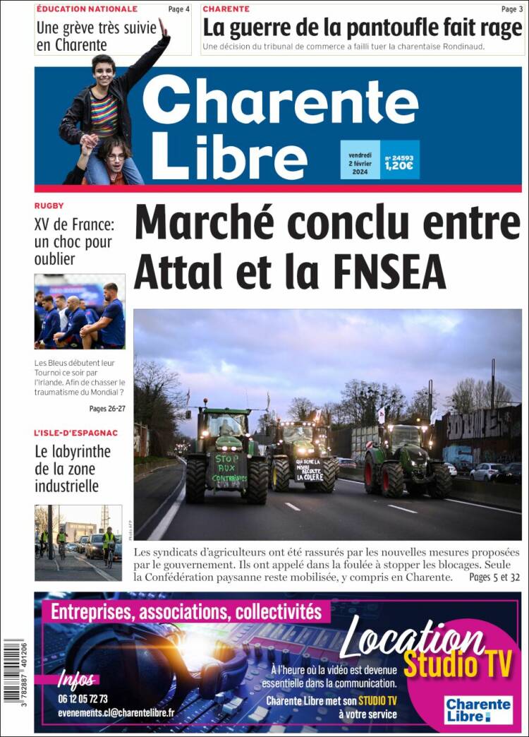 Portada de Charente Libre (Francia)