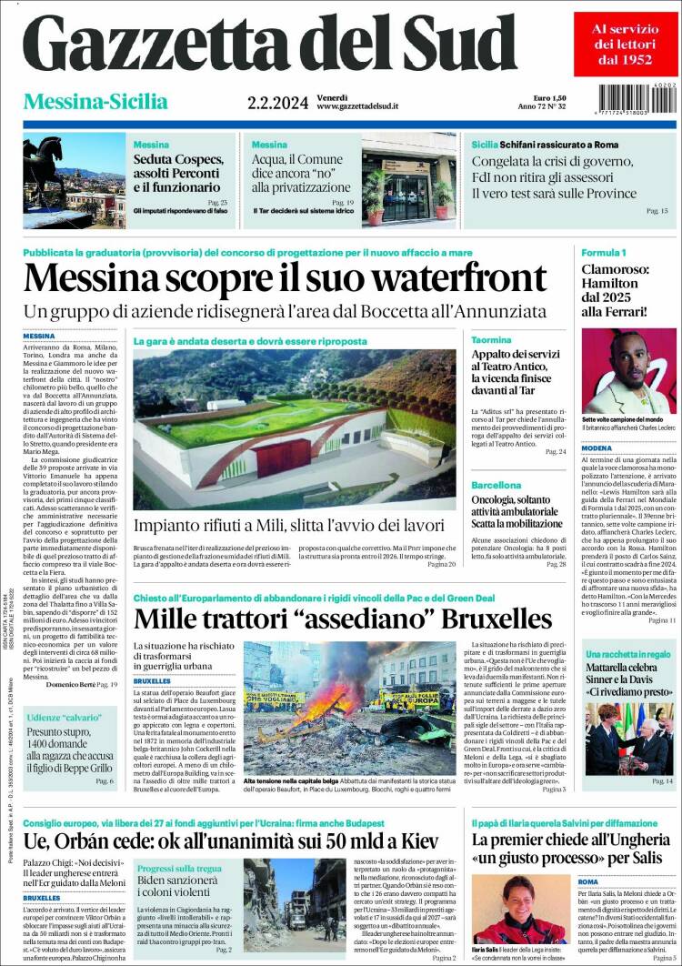 Portada de Gazzetta del Sud (Italia)