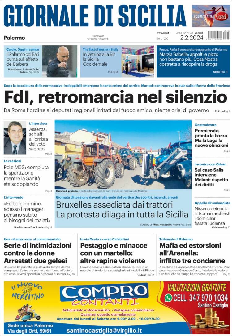 Portada de Giornale di Sicilia (Italia)
