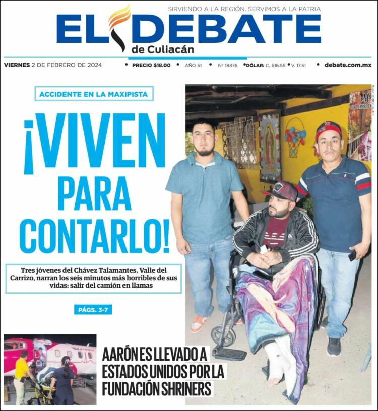 Portada de El Debate de Culiacán (M&eacute;xico)