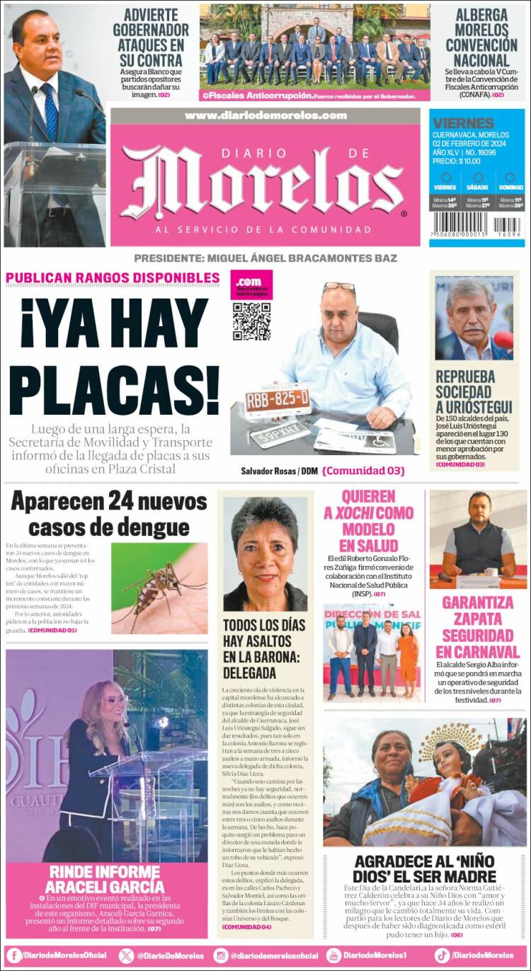 Portada de Diario de Morelos (M&eacute;xico)