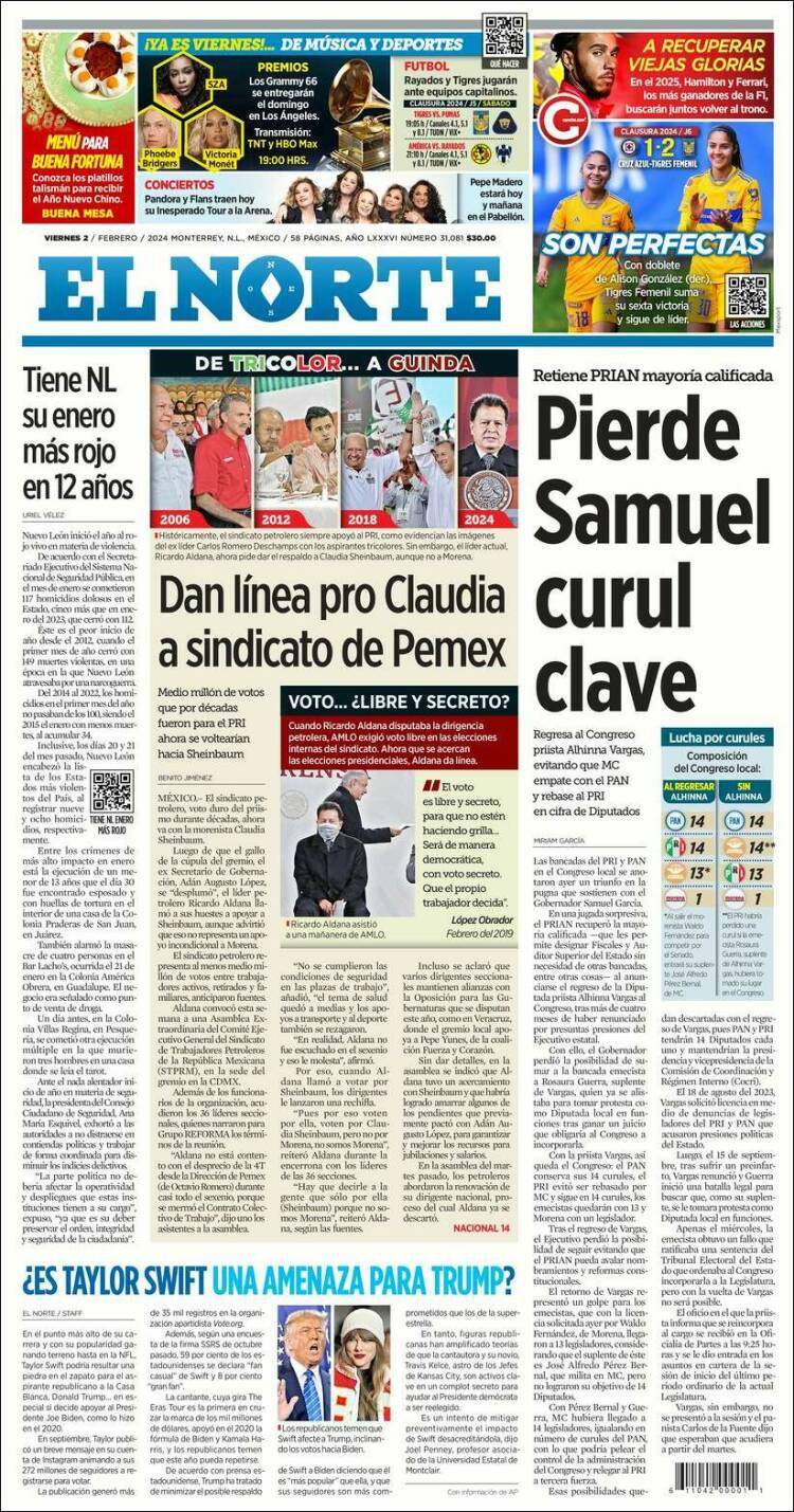 Portada de El Norte (M&eacute;xico)