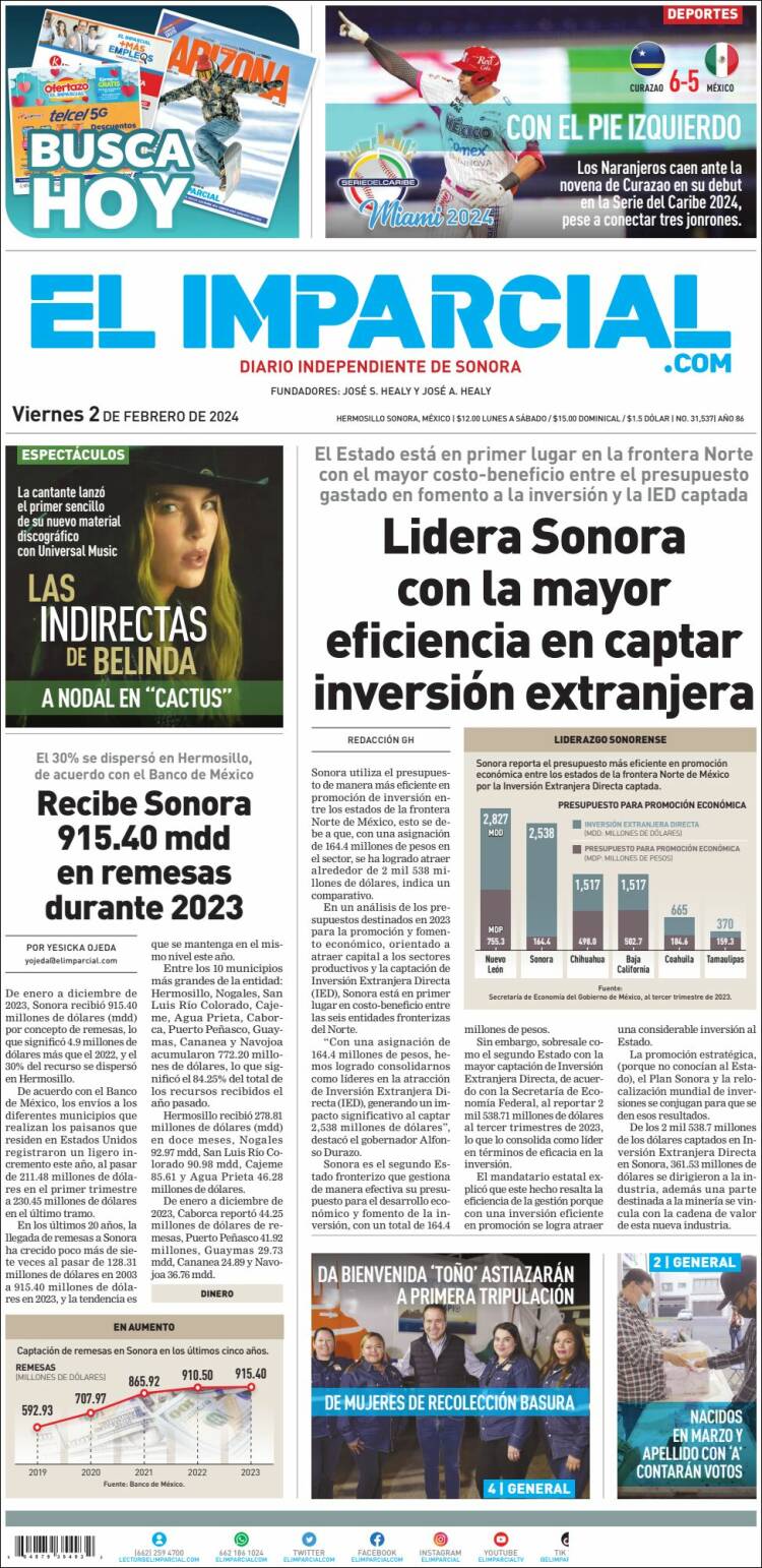 Portada de El Imparcial (M&eacute;xico)