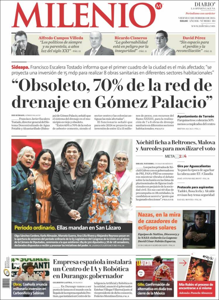 Portada de Milenio - Laguna (M&eacute;xico)