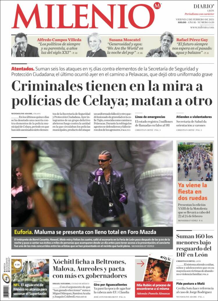 Portada de Milenio de León (M&eacute;xico)