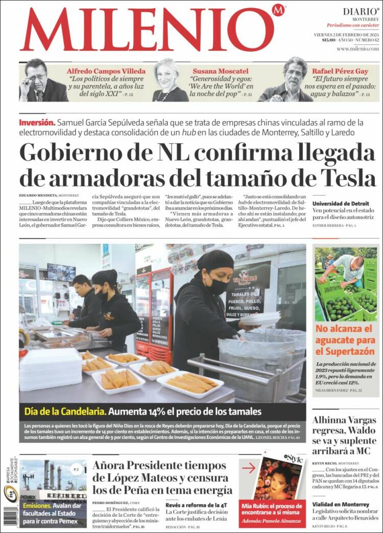 Portada de Milenio de Monterrey (M&eacute;xico)