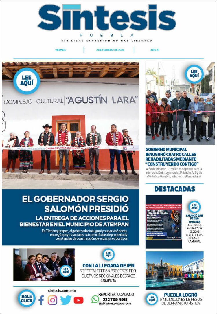 Portada de Síntesis - Puebla (M&eacute;xico)