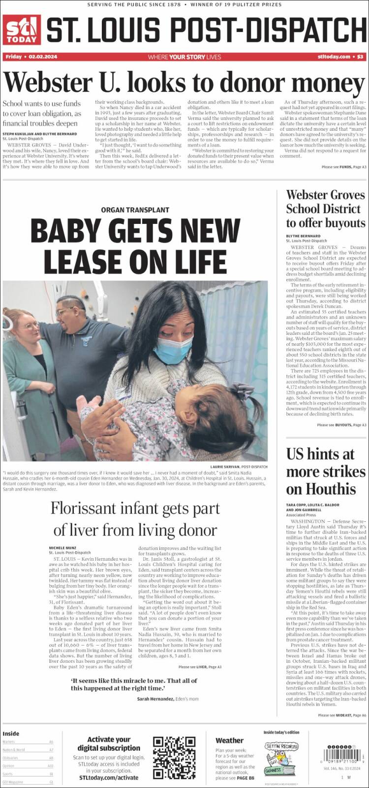 Portada de St. Louis Post-Dispatch (USA)