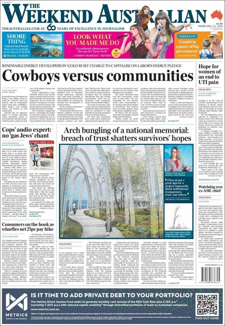 Portada de The Australian (Australia)