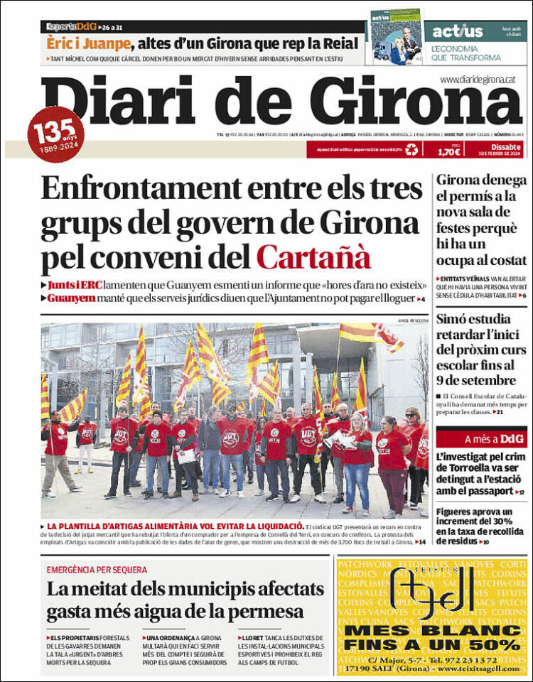 Portada de Diari de Girona (Espa&ntilde;a)