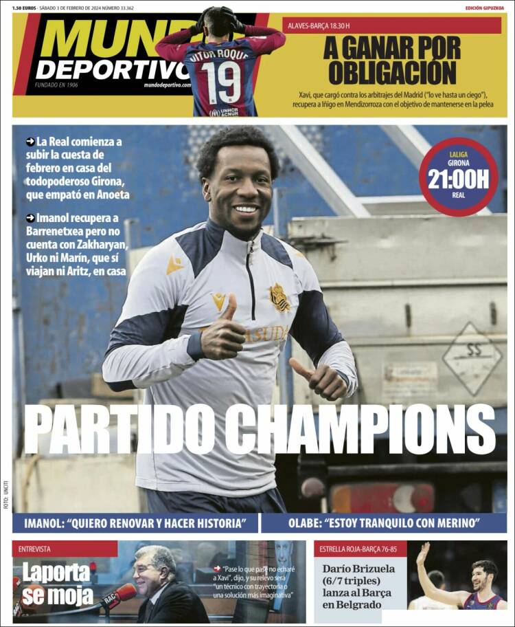 Portada de Mundo Deportivo Gipuzkoa (España)