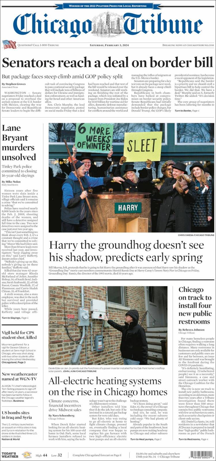 Portada de Chicago Tribune (USA)