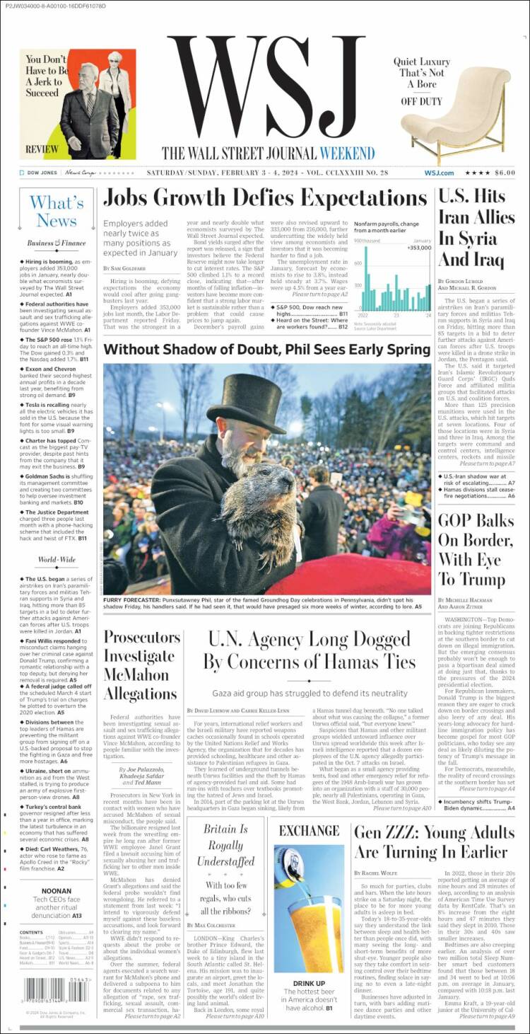 Portada de Wall Street Journal (USA)